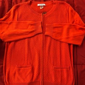 Coral/Red beautiful zip up sweater. XL